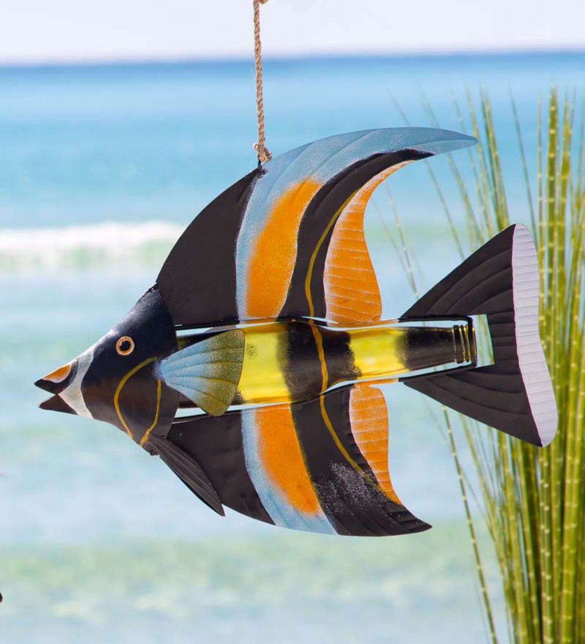 Recycled Bottle Fish Garden Sculpture Angelfish Wind