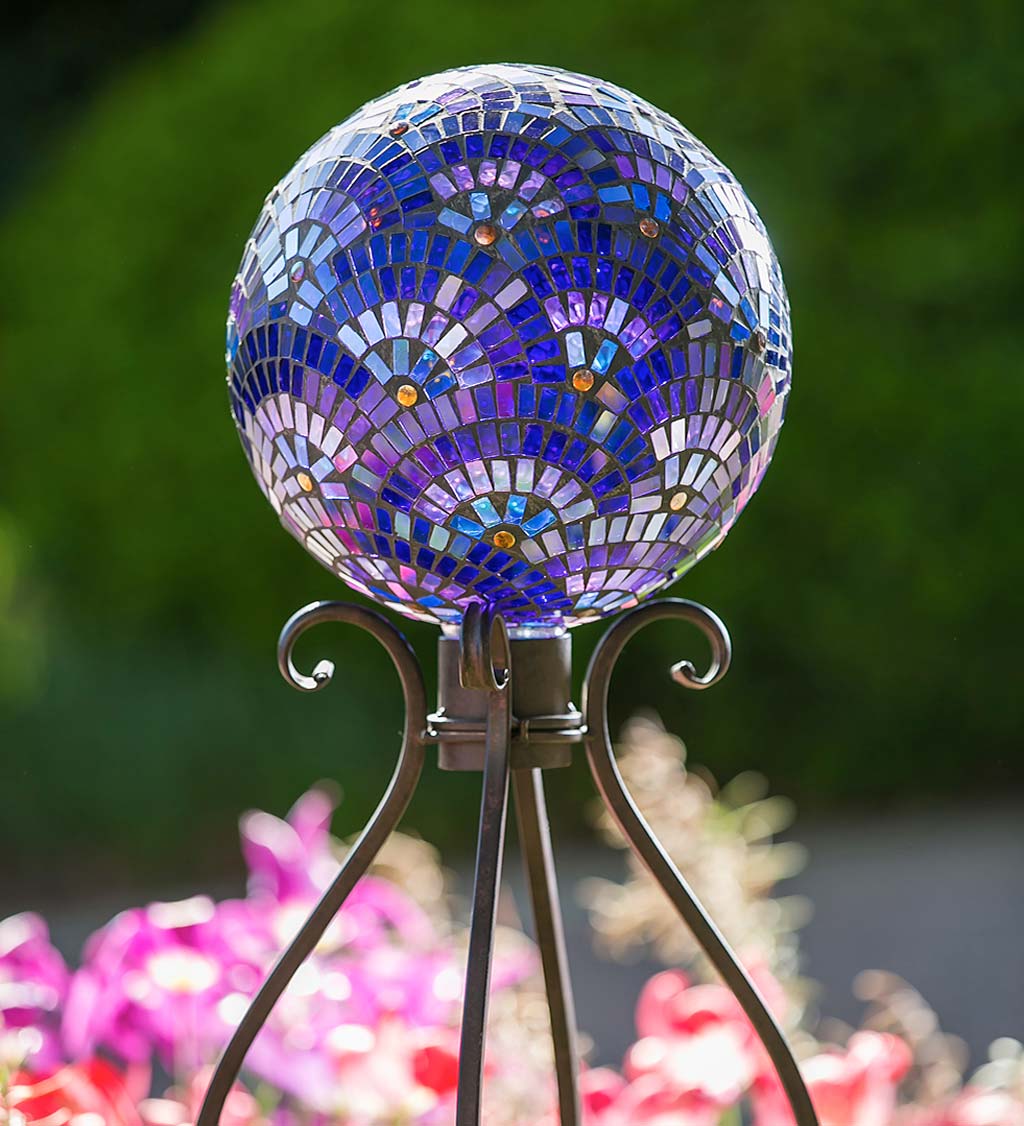 Purple Mosaic Rainbow Glass Gazing Ball | Wind and Weather