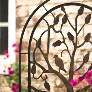 Metal Arched Garden Trellis with Tree of Life Design