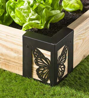 Steel Raised Garden Bed Corner Brackets in Butterfly Design, Set of 4