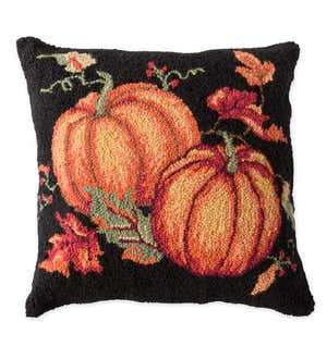 Hand-Hooked Wool Fall Pumpkins Pillow