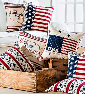 God Bless America Patriotic Throw Pillow