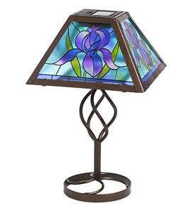 Tiffany-Style Stained Glass Solar Outdoor Table Accent Lamp - Flower