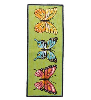 Three Colorful Butterflies Indoor/Outdoor Runner Rug