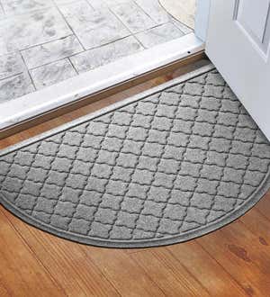 Waterhog Indoor/Outdoor Geometric Half-Round Doormat, 24" x 39" - Medium Gray