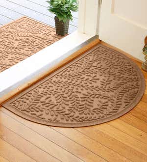 Waterhog Indoor/Outdoor Leaves Half-Round Doormat, 24" x 39" - Medium Gray