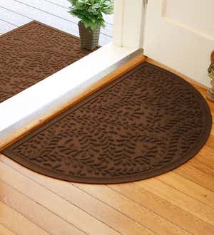Waterhog Indoor/Outdoor Leaves Half-Round Doormat, 24" x 39" - Navy