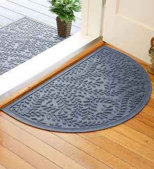 Waterhog Indoor/Outdoor Leaves Half-Round Doormat, 24" x 39" - Bordeaux
