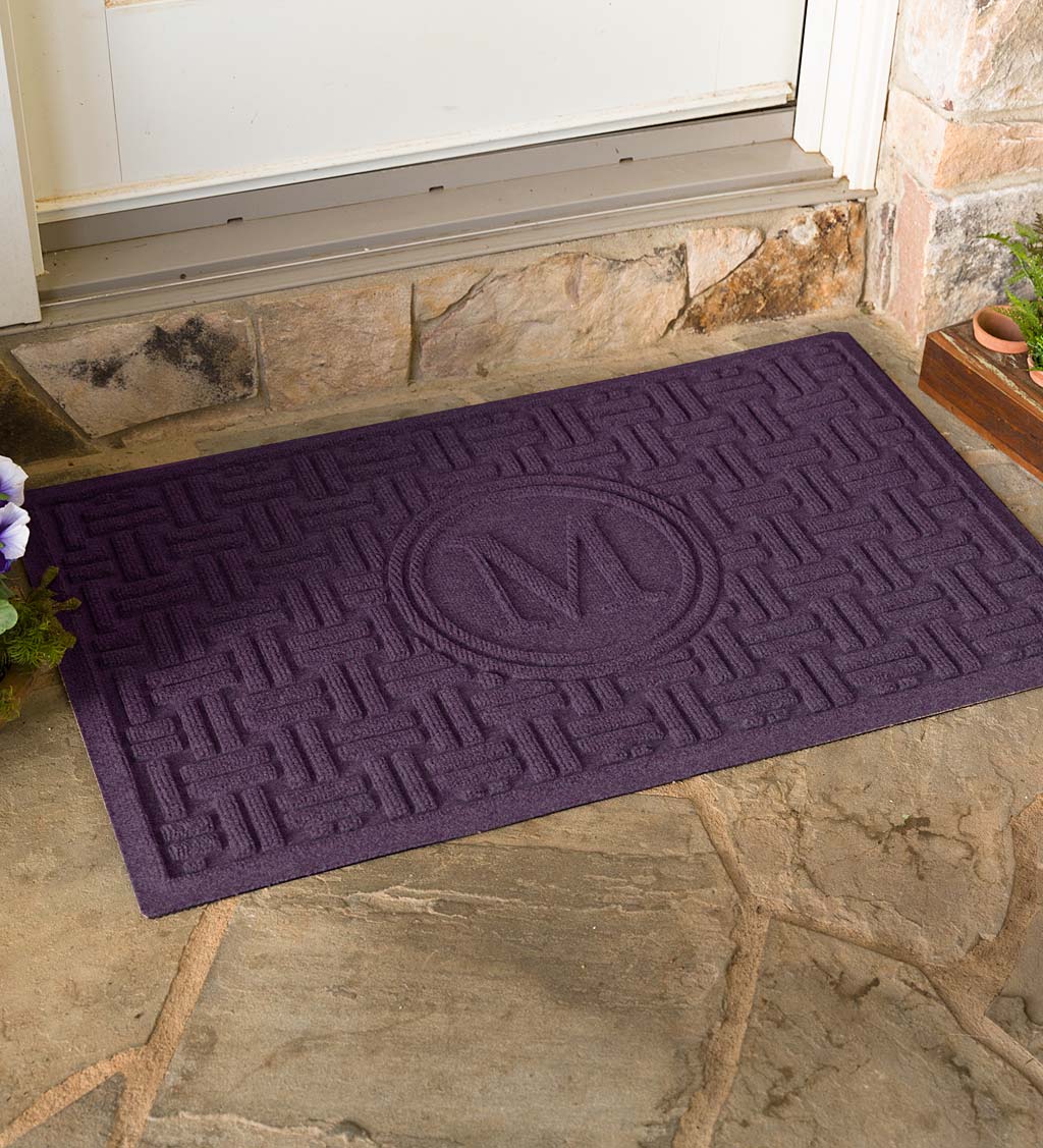 Waterhog Basket Weave Doormat with Single Initial, 2' x 3' - Bordeaux