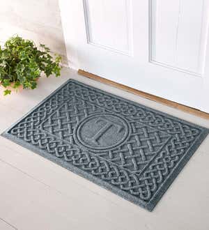 Waterhog Cable Weave Doormat with Single Initial, 2' x 3' - Bluestone