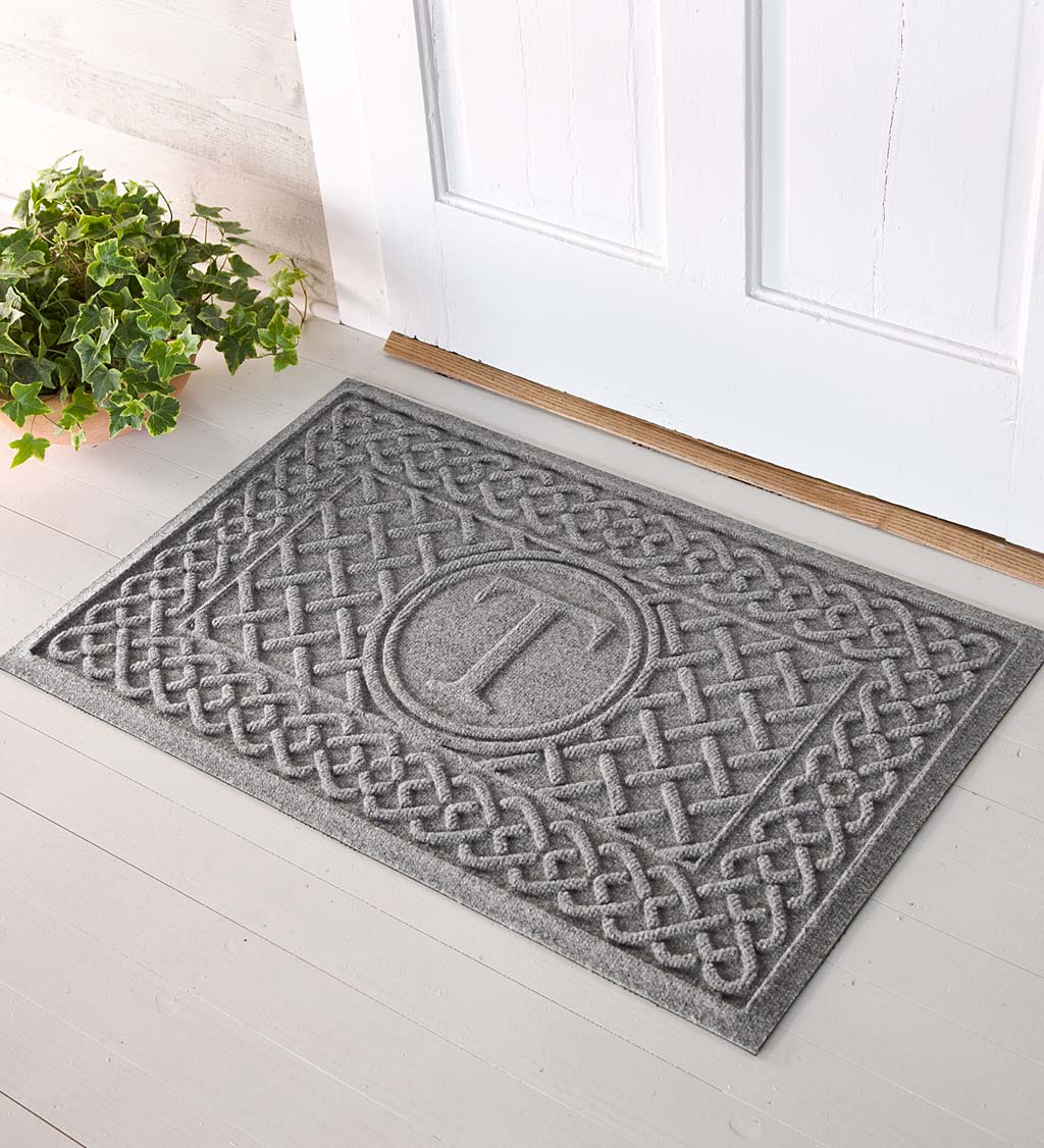 Waterhog Cable Weave Doormat with Single Initial, 2' x 3' - Gray