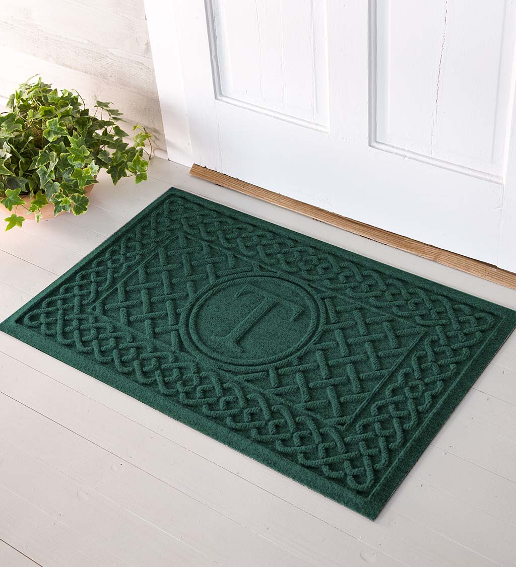 Waterhog Cable Weave Doormat with Single Initial, 2' x 3' - Green