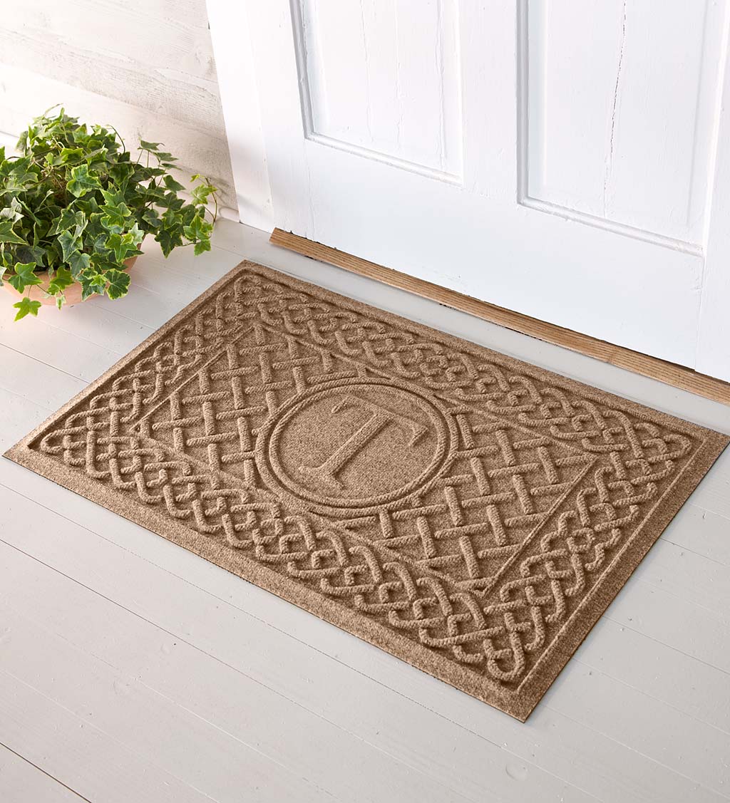 Waterhog Cable Weave Doormat with Single Initial, 2' x 3' - Camel