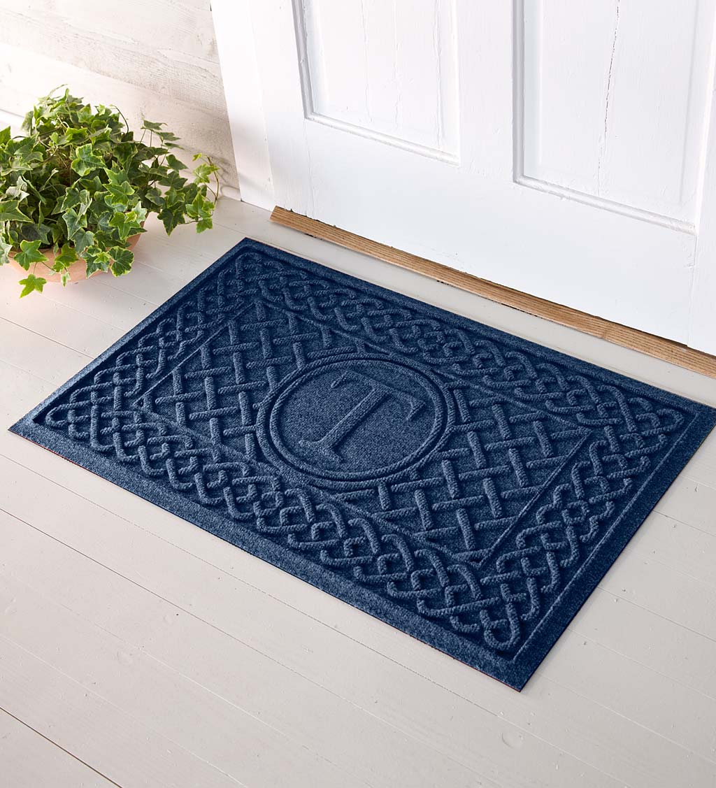 Waterhog Cable Weave Doormat with Single Initial, 2' x 3' - Navy