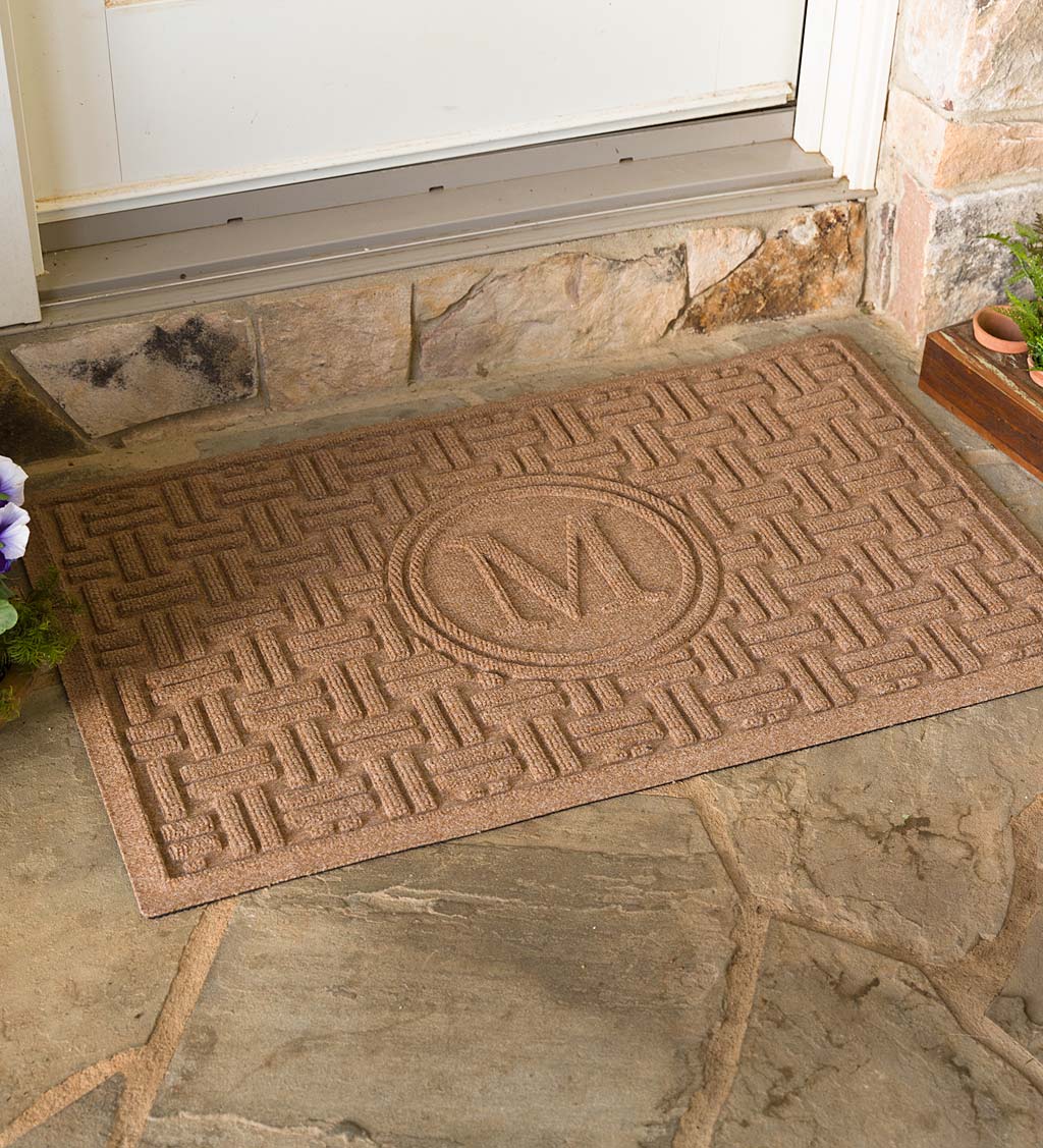 Waterhog Basket Weave Doormat with Single Initial, 2' x 3' - Camel