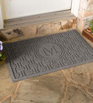 Waterhog Basket Weave Doormat with Single Initial, 2' x 3' - Gray