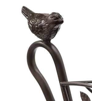 Two-Tiered Cast Iron Plant Stand with Birds