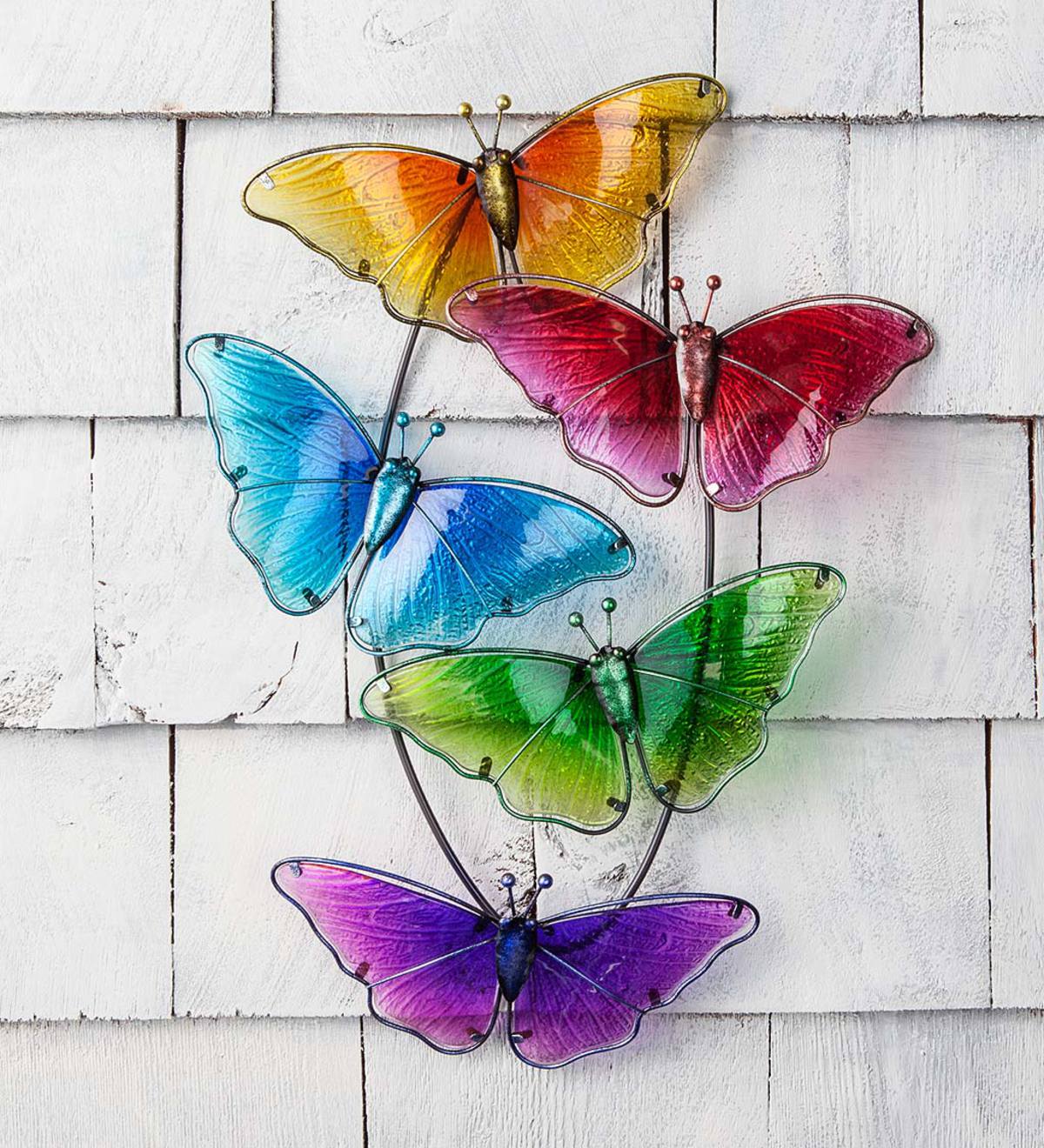 Metal and Glass Butterfly Wall Art