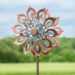 Copper-Colored Metal Lily Wind Spinner