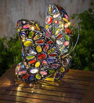 Solar Butterfly Light with Colorful Jewels
