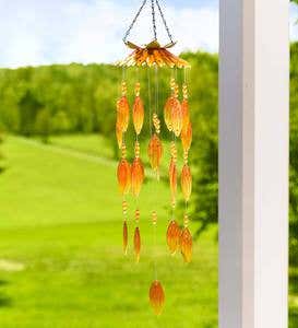 Colorful Glass Flower Petals Wind Chimes - Pink