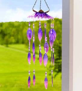 Colorful Glass Flower Petals Wind Chimes - Amber