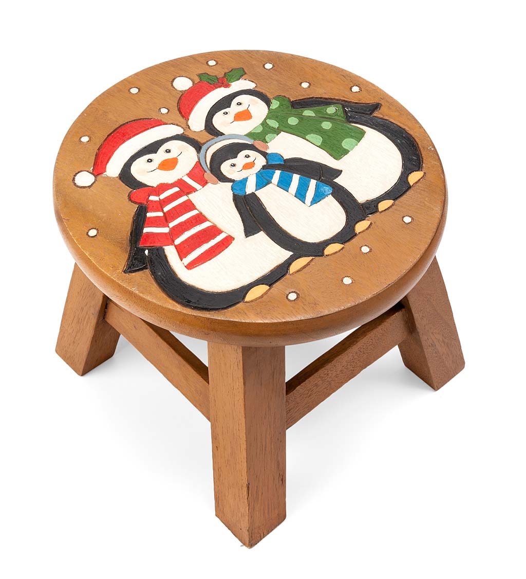 Wooden Holiday Footstool - Penguin