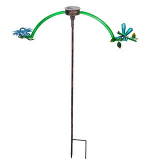 Solar Lighted Dragonfly and Flower Balancer Garden Stake