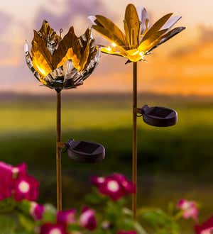 Solar Mixed Metals Flowers, Set of 2