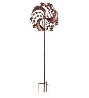 Wind Powered Lighted Copper Wind Spinner