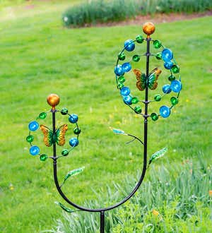 Two Tiered Butterfly Metal Wind Spinner