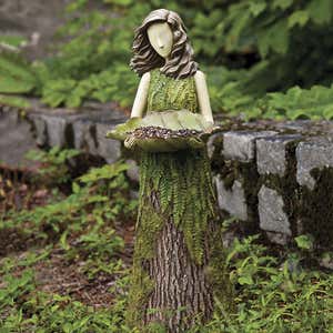 Sherwood Fern Fairy Statue with Bird Feeder