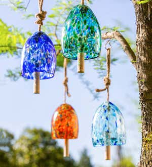 Art Glass Garden Bell Chime - Light Blue