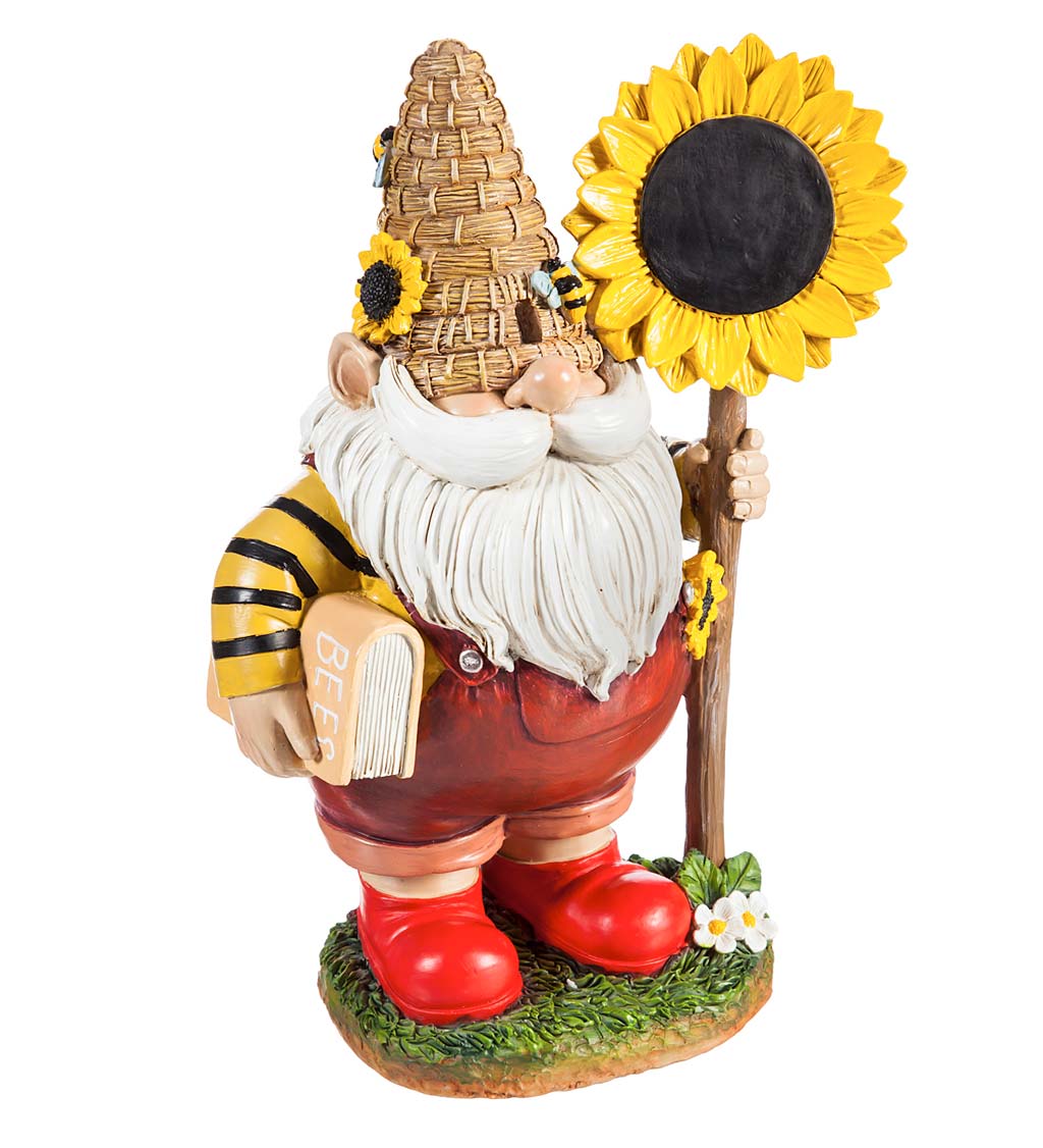 Bee Keeper Gnome with Sunflower Sign