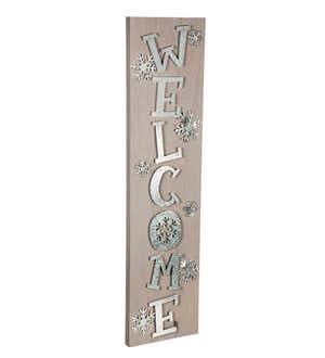 Lighted Winter Welcome Sign Porch Leaner