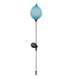 Solar Flame Blue Balloon Frosted Glass Torch, 34"H