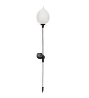 Solar Flame White Balloon Frosted Glass Torch, 33"H