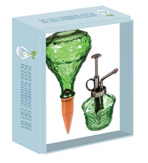 Faceted Glass House Plant Watering Gift Set - Smoke