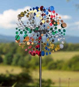 Dual-Rotor Metal Wind Spinner with Multi-Colored Metal Discs