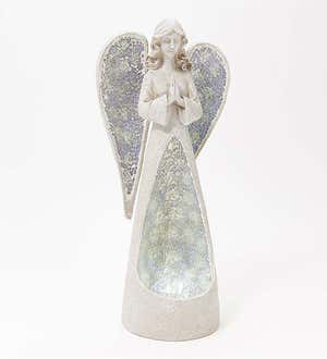 Mosaic Light-Up Angel - Silver