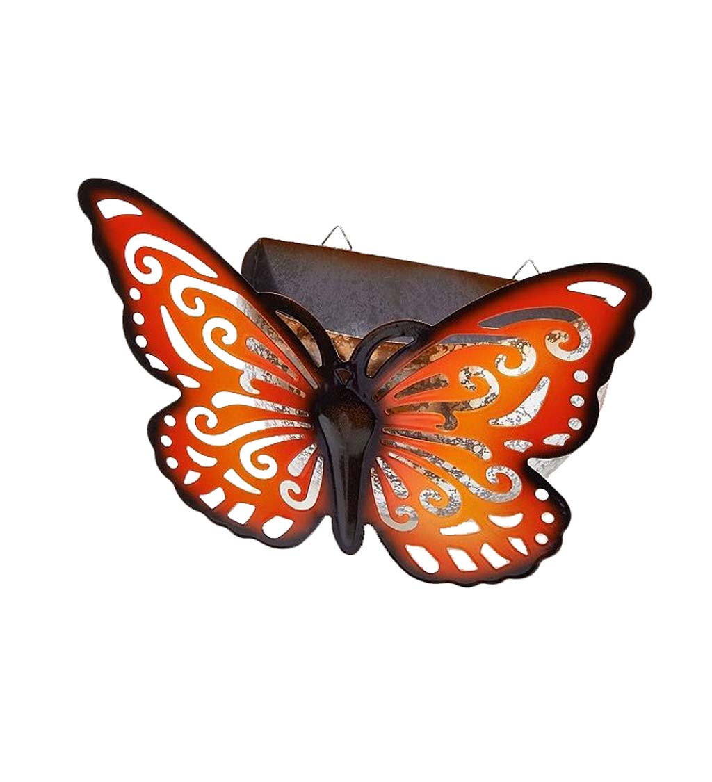 Wall Mounted Butterfly Planter - Orange