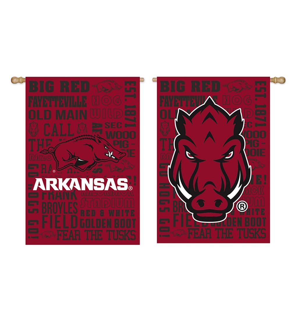 Double-Sided Fan Rules College Team Pride Sueded House Flag - Univ of Arkansas