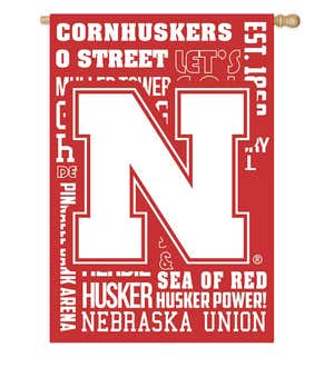 Double-Sided Fan Rules College Team Pride Sueded House Flag - Univ of Nebraska