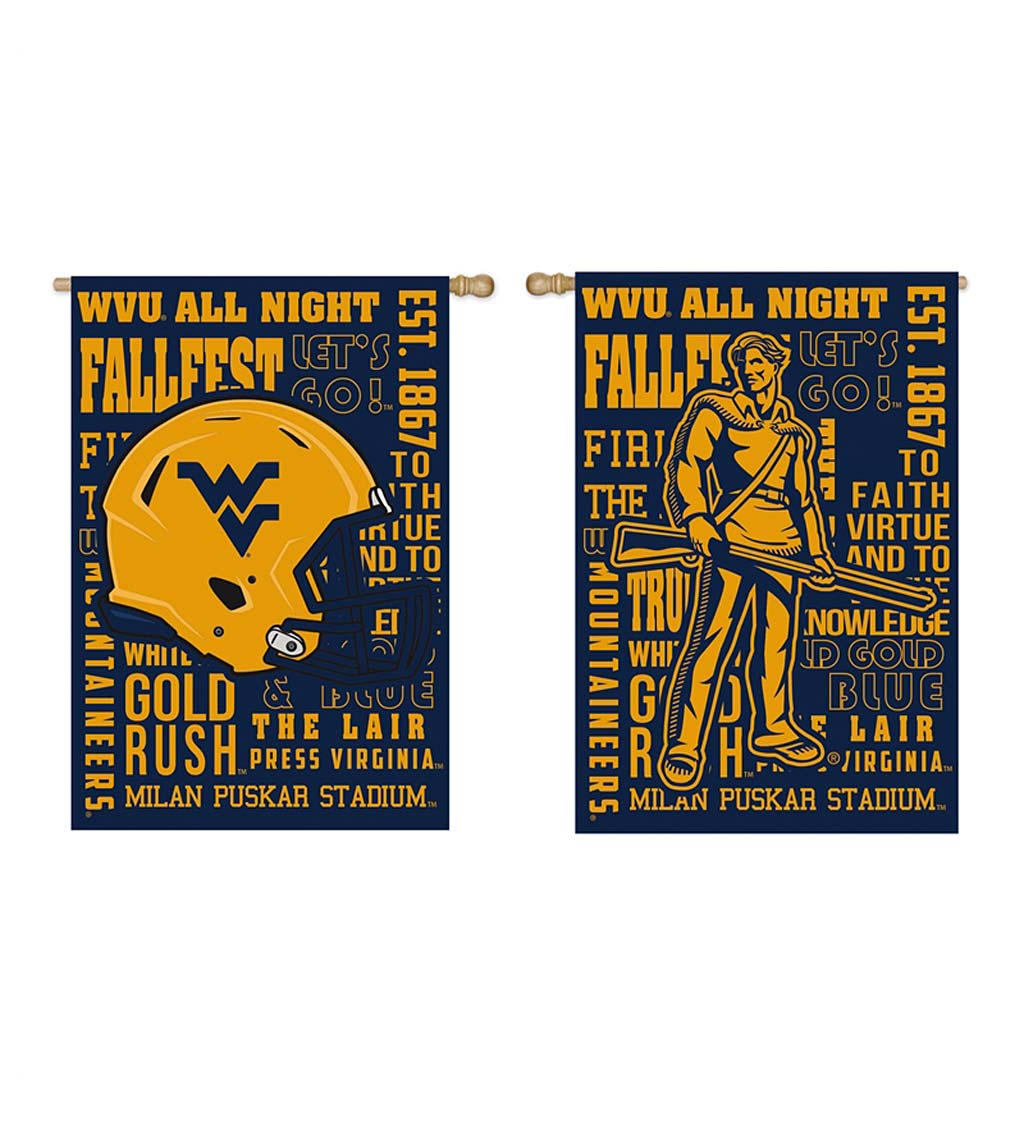 Double-Sided Fan Rules College Team Pride Sueded House Flag - West Virginia Univ