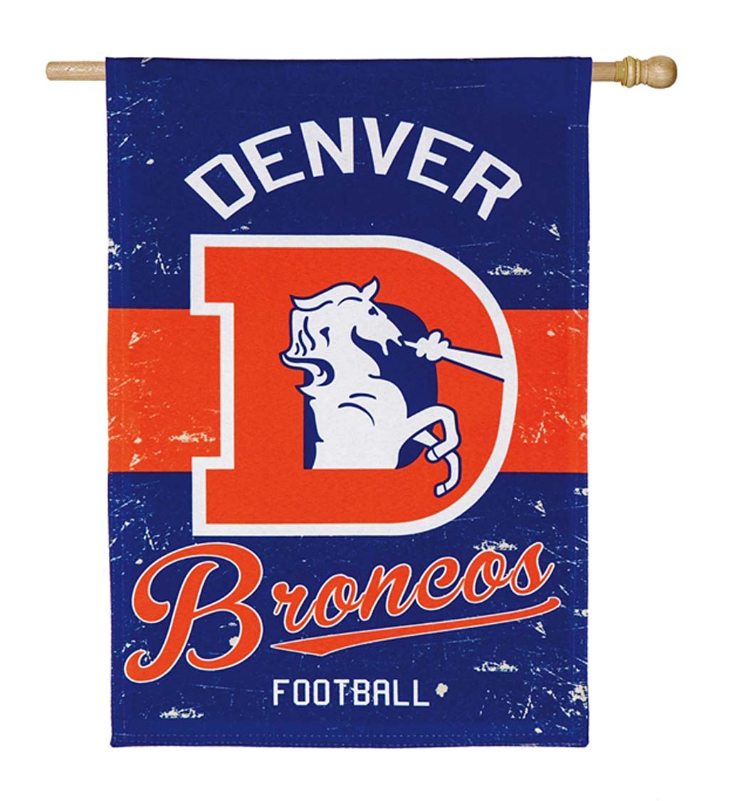 Double-Sided Vintage Graphic NFL Team Pride Linen House Flag - Denver Broncos