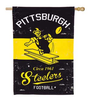 Double-Sided Vintage Graphic NFL Team Pride Linen House Flag - Pittsburgh Steelers