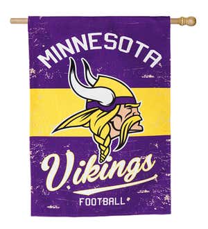 Double-Sided Vintage Graphic NFL Team Pride Linen House Flag - Minnesota Vikings