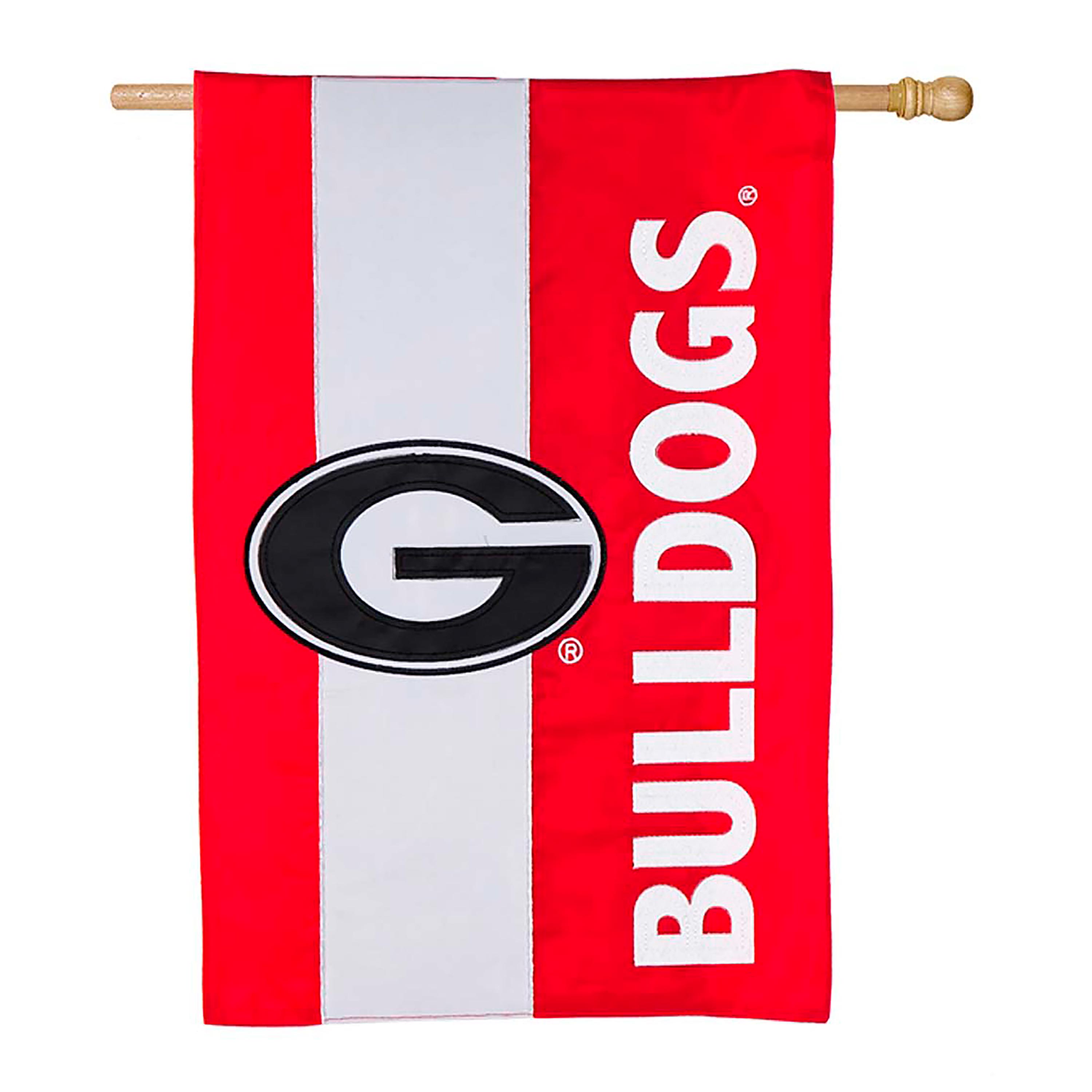 Double-Sided Embellished College Team Pride Applique House Flag - Univ of Georgia