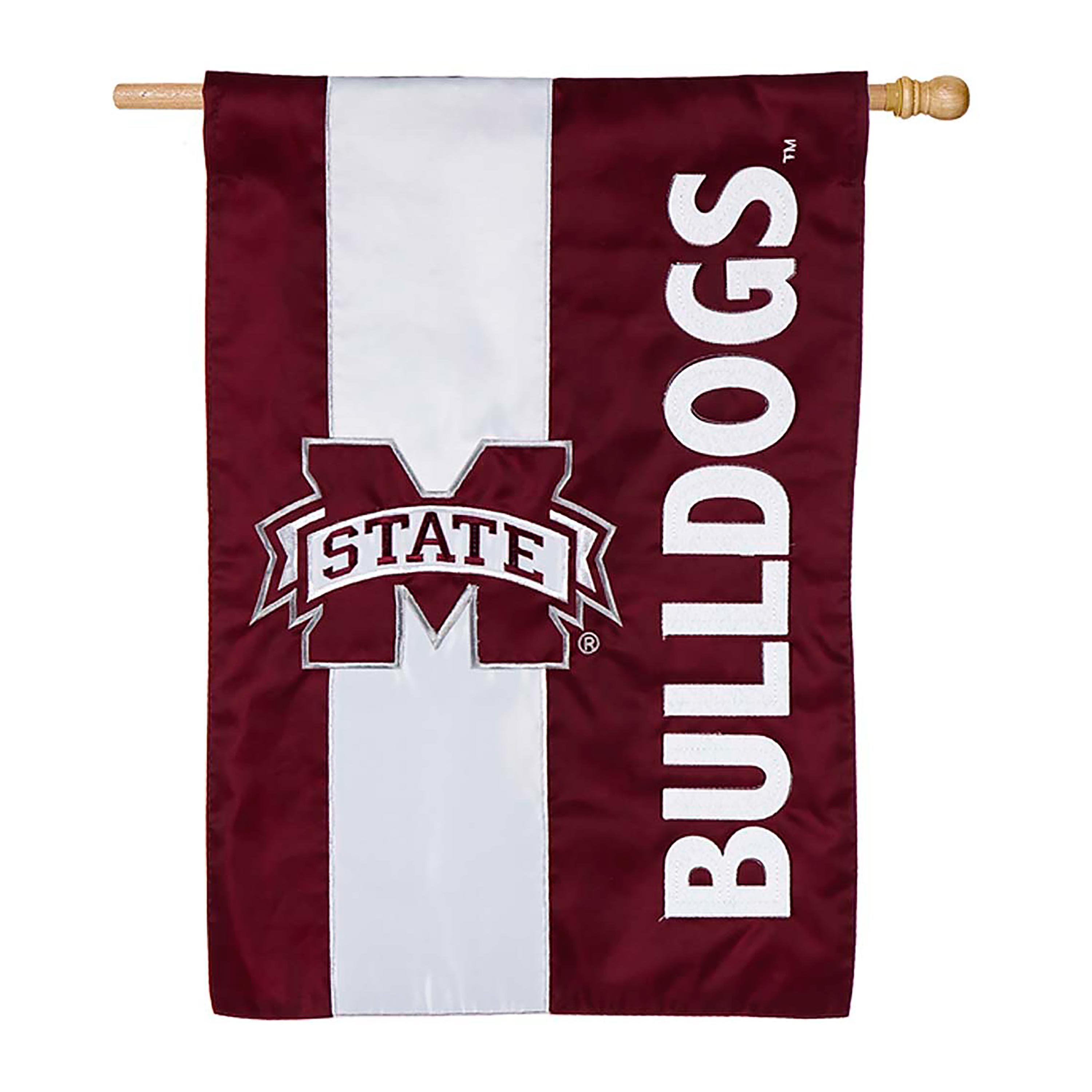 Double-Sided Embellished College Team Pride Applique House Flag - Mississippi State