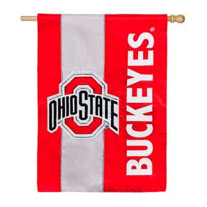 Double-Sided Embellished College Team Pride Applique House Flag - Ohio State